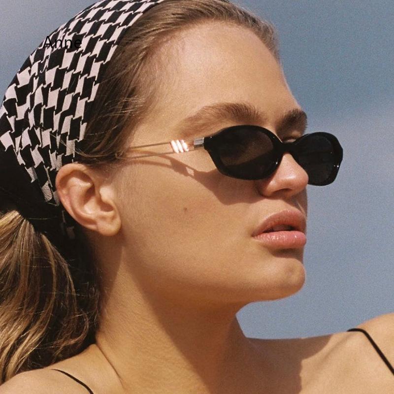 Retro Small Oval Women Sunglasses Fashion Shades UV400 Men Punk Tea Green Sun Glasses  Gafas De Sol