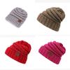 New Adult Autumn Winter Patchwork Mixed Color Knit Hat With Flip Mouth Yarn Knit Cap Reverse Mouth