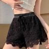 Women's Summer High-Waist Lace Sports Shorts - Casual, Loose, A-line, Wide-Leg, Three-Quarter Pants