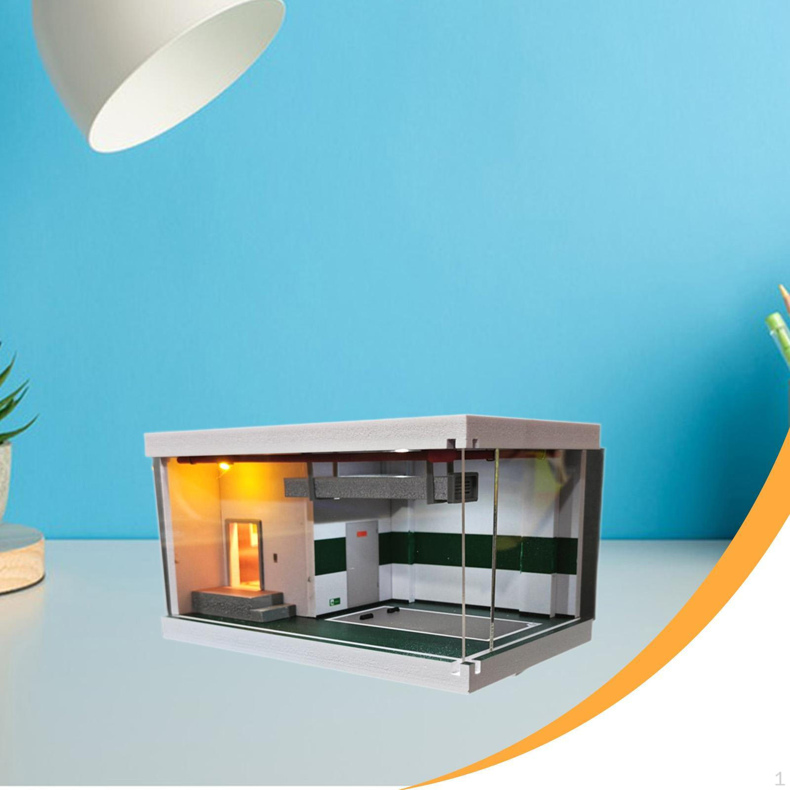 

1/64 Model Car Display Case Diorama Parking Lot Scene with Light Micro Landscape Decor Showcase зелёный