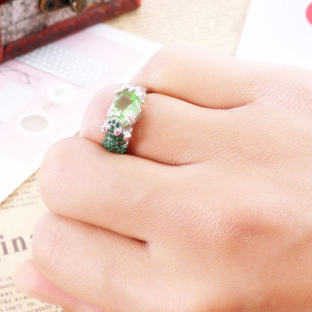 Charming Cut Oval Green Rich Frog Rhinestone Accessories Wedding Party Jewelry Birthday Gift