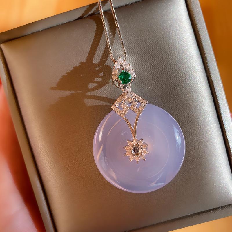 Sace Gems Klassische lila Peace-Schnalle-Zirkon-Anhänger-Halskette für Damen, modisches Geschenk