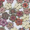 (50pcs/pack) 2cm 2-hole Plum Blossom Button Retro Wooden Button Sewing Accessories Color Printing Home Decoration