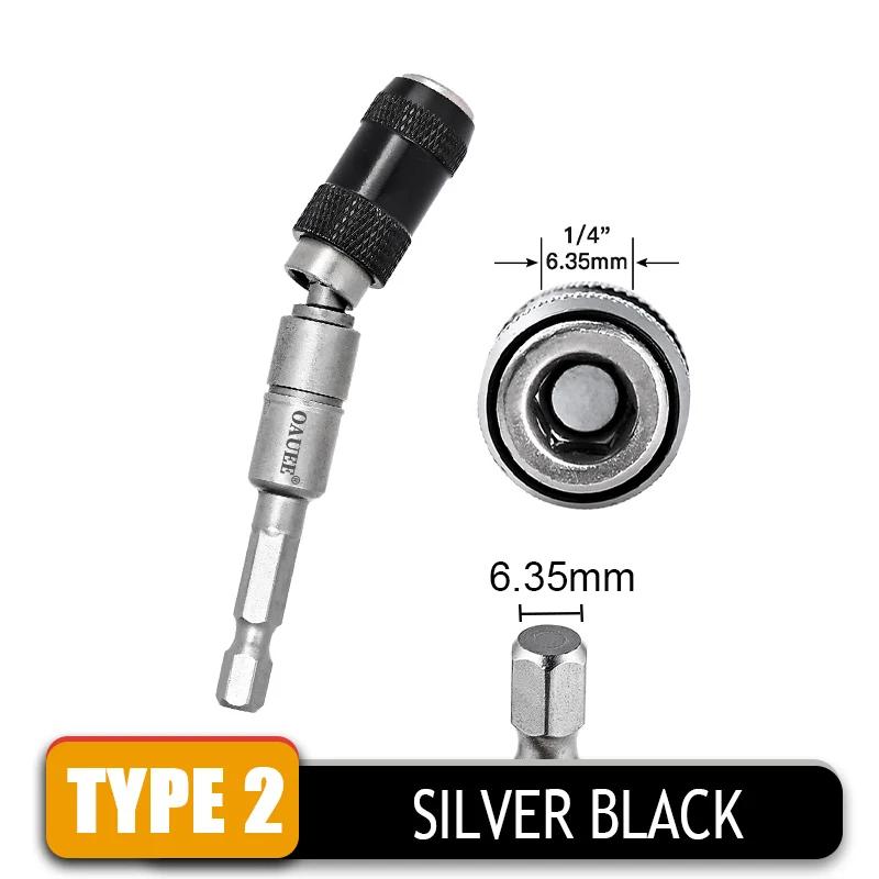 

1/4 шестигранный хвостовик магнитная отвертка бита отвертка бита регулируемый магнитный поворотный кронштейн удлинитель отвертки адаптер серебряный
