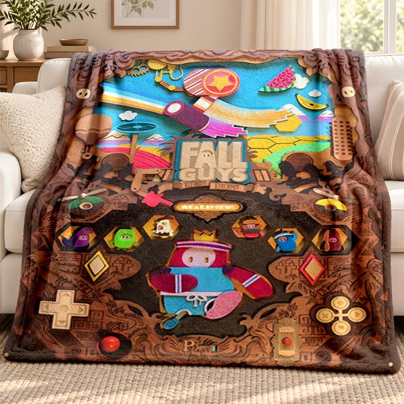 Fall guys blanket Flannel Blanket Soft Cozy Plush Throw for Sofa Bed Lightweight Home Decoration Outdoor camping