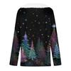 Women's Fashion Casual Long Sleeve Christmas Printed Plush Collar V-Neck Top