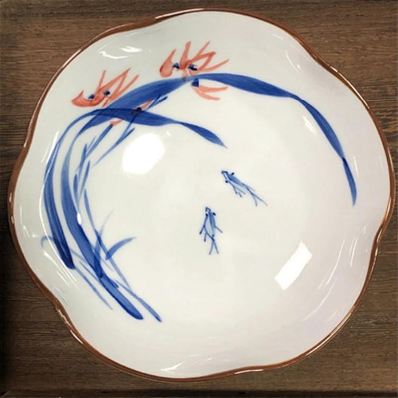 Ceramic Refreshment Tray Zen Dessert Plate Exquisite Vintage Teahouse Tea Table Fruit Tray Dishes Snack Chinese Style Fruit Tray