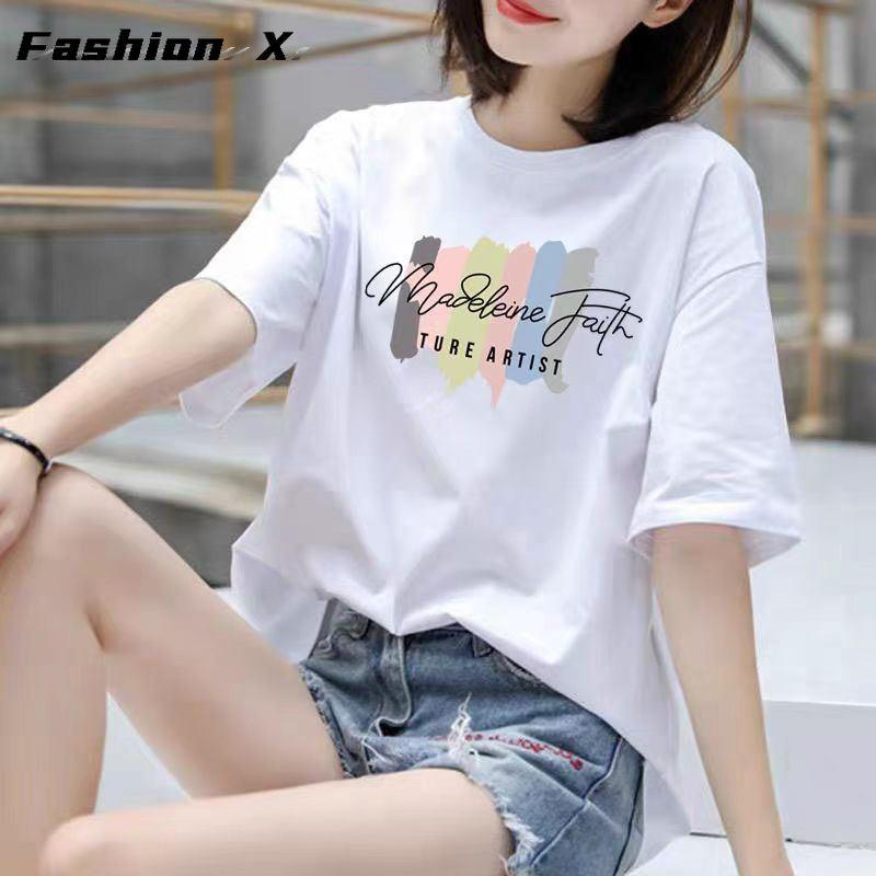 White Cotton Short-sleeved T-shirt Women Loose Fashion Versatile Breathable
