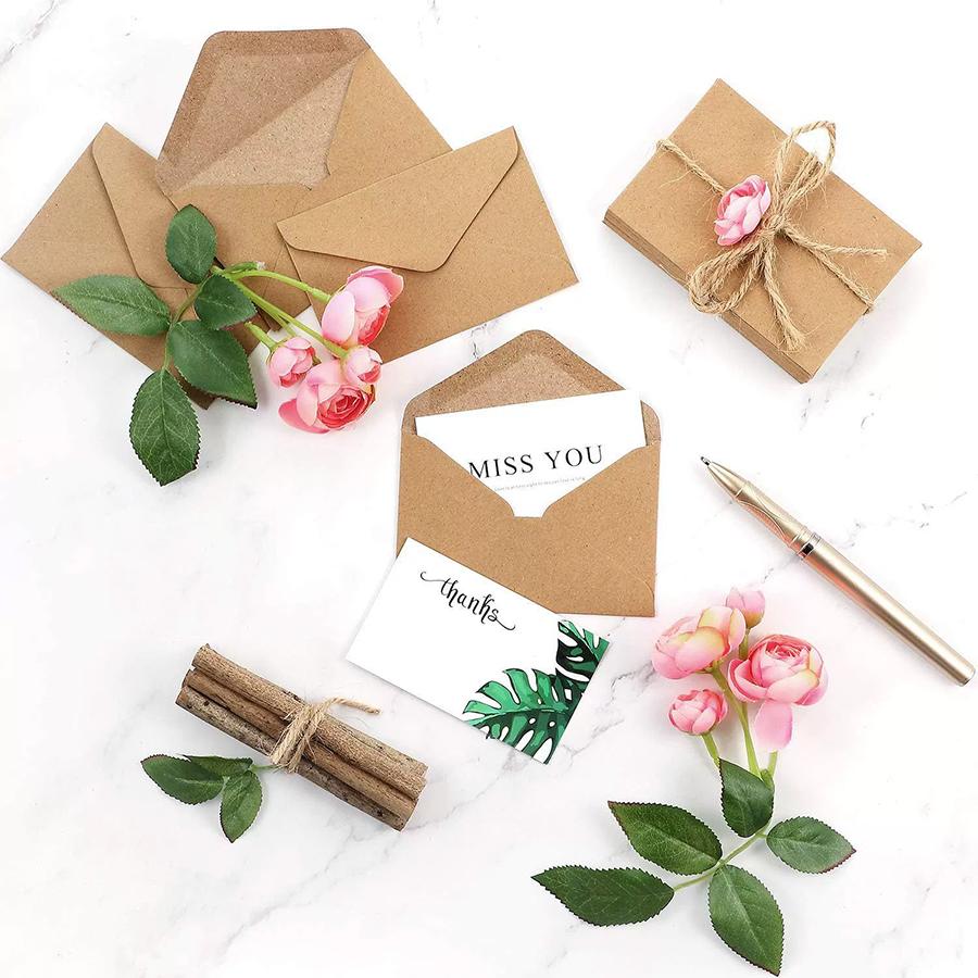 100pcs 7x10cm Bulk Kraft Paper Envelopes - Ideal for Wedding Invitations, Love Letters, Gift Cards & Office Mailing