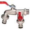 Double Head Outdoor Garden Water Faucet 1 Inlet 2 Outlet Brass Faucet Splitter with Dual Nipple and Outdoor Balcony Faucet