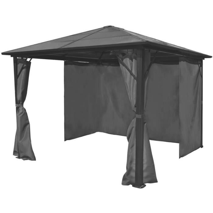 Belvédère - vidaXL - 300 x 300 cm - Aluminium - Rideaux inclus - Protection UV
