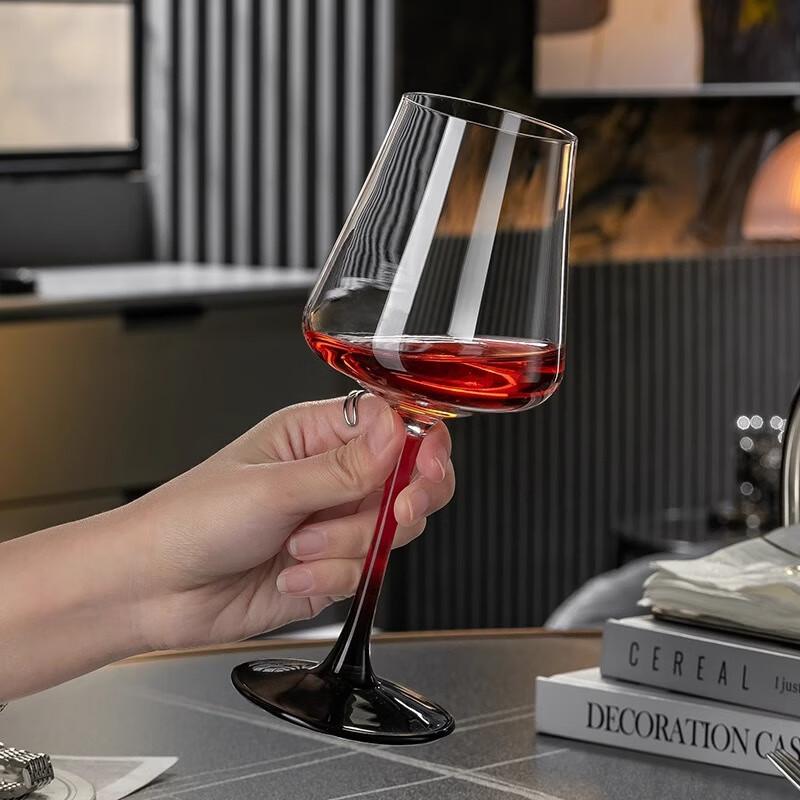 CRISTALGLASS Large Capacity Crystal Glass Red Wine Glass Set, 425ml, Pair of Large-Bellied Stemmed Wine Glasses for Home Use
