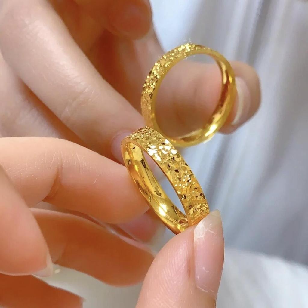 Women's Gold-Plated Titanium Steel Ice Ring - Elegant Niche Design for Couples