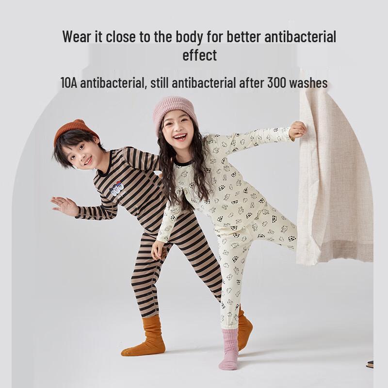 Xueqiman Kids' Pure Cotton Antibacterial Thermal Underwear Set