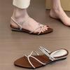Temperament Open-toed Pointed Two Wear Cool Slippers Women Wear 2025 New Models with Skirts Cross-strapped Sandals