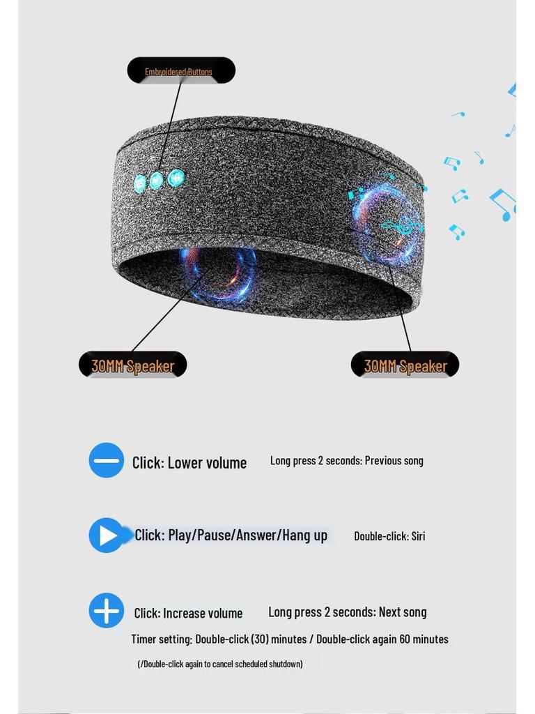 Wireless Music Sleep Eye Mask & Sweat-Wicking Bluetooth Headband for Outdoor Sports