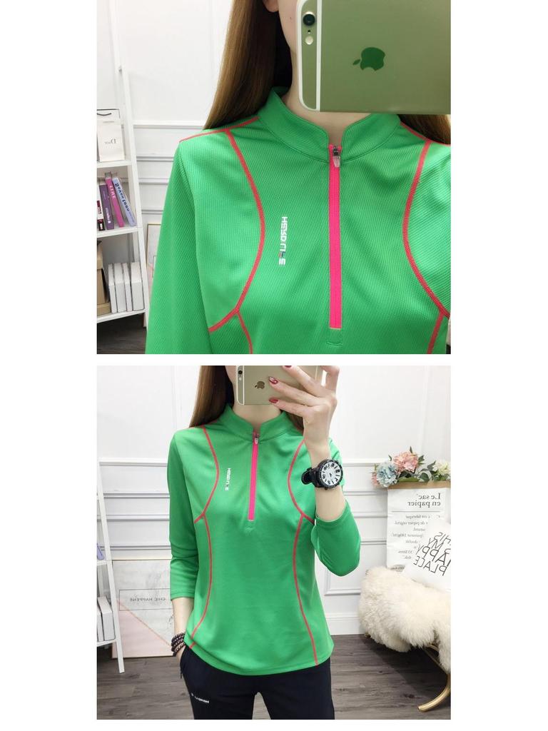 Women's Quick-Dry Spring/Fall Stand-Up Collar Running Shirt - Breathable, Long-Sleeved Sports Casual Tee