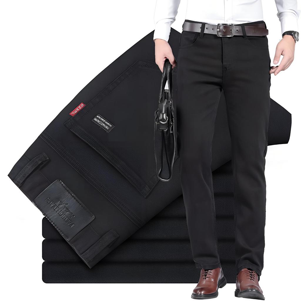 Noua blugi cu talie mijlocie Pantaloni lungi pentru bărbați, largi, drepti, versatili, elastici