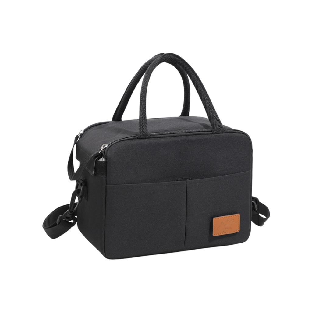 Oxford Cloth Picnic Bag with Zipper Multi-Compartment Portable Lunch Cooler Bag with Adjustable Shoulder Strap and Dual Handles for Outdoor Use