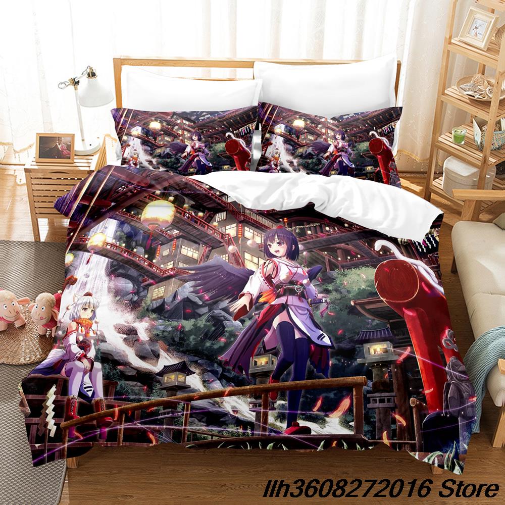 Comforter Kawaii Inubashiri Momiji Touhou Bedding Set Single Twin Full Queen King Size Bed Set Adult Kid Bedroom Three-Piece Suit Ani