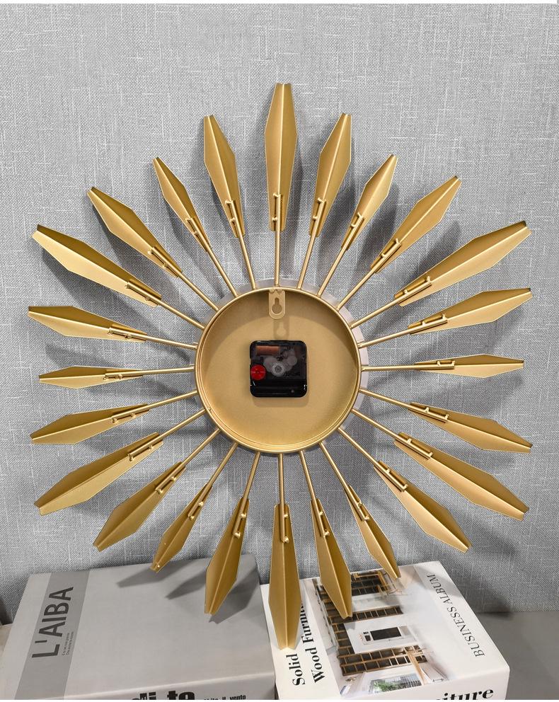 European Luxury Iron Wall Clock for Living Room or Patio Decor