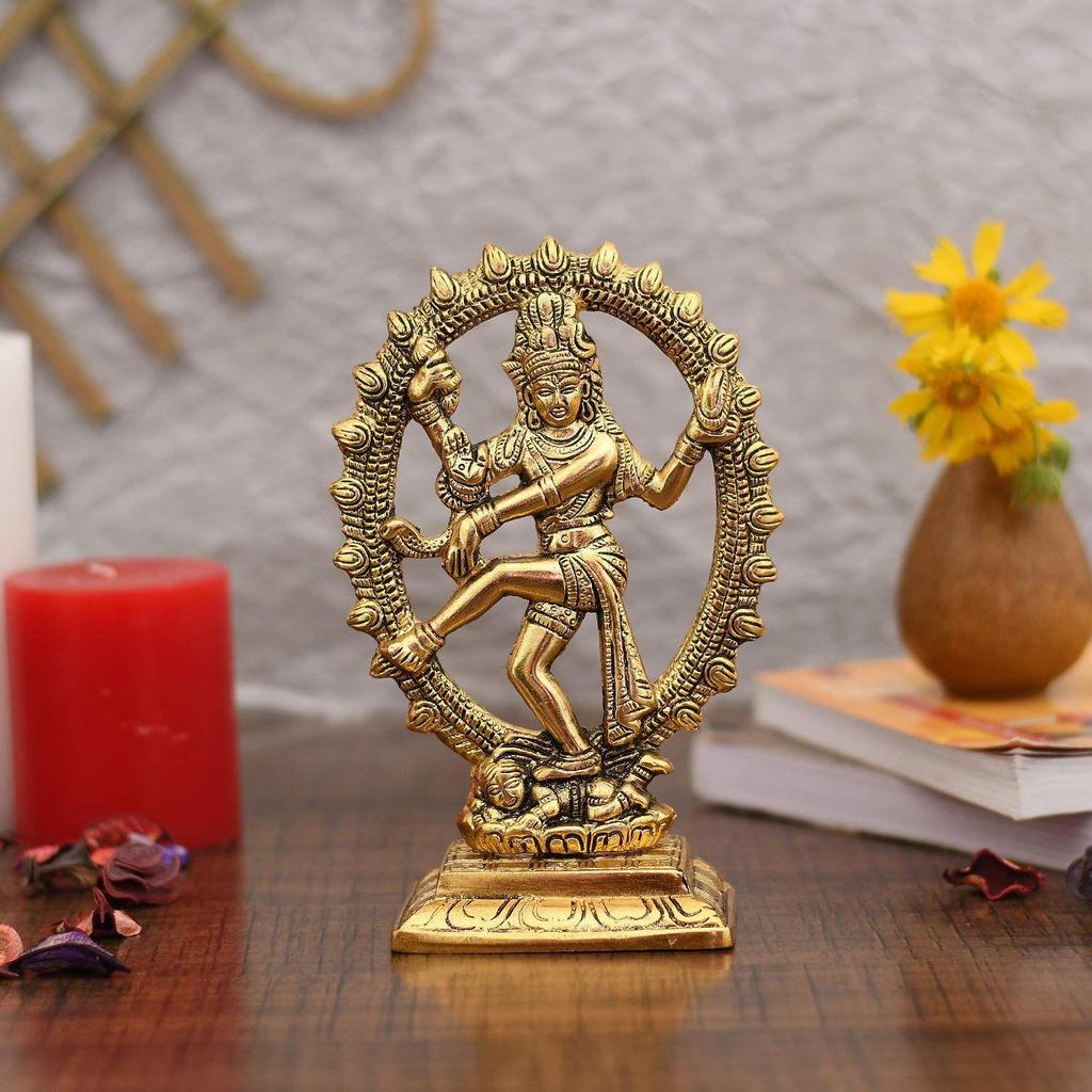 Metal Shiva Idol Natraj Statue Statue for Home Decor - Gold Plated Dancing Shiva Natraja/Natrajan Showpiece Figurine
