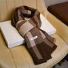 Black and Gray Grid Wool Scarf Men's Winter Versatile High-end Men's Scarf Thickened Warm Knitting