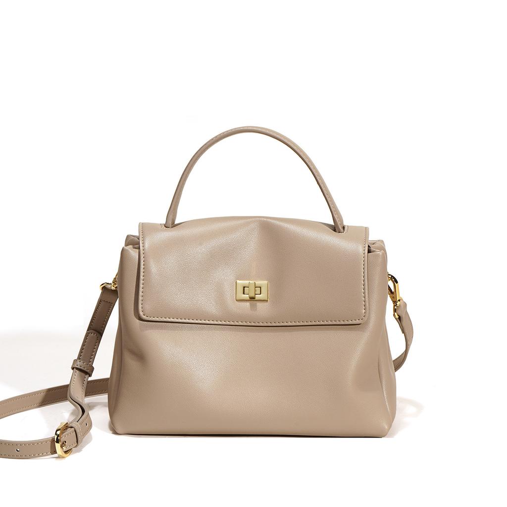 2025 New Leather Design Niche Messenger Women's Fashion Versatile Mailman Bag Medium Shoulder Bag Retro Small Square Bag