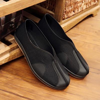 Old Beijing Cloth Shoes Men's Rubber Sole Kung Fu Shoes Casual Shoes Ethnic Style Retro Sprinkle Shoes Traditional Black Cloth Shoes Cloud Head Shoes