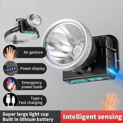 Intelligent Sensor LED Headlamp Rechargeable Head Lamps Flashlight 2* 18650 Battery Power Bank 500LM Outdoor Camping Headlight