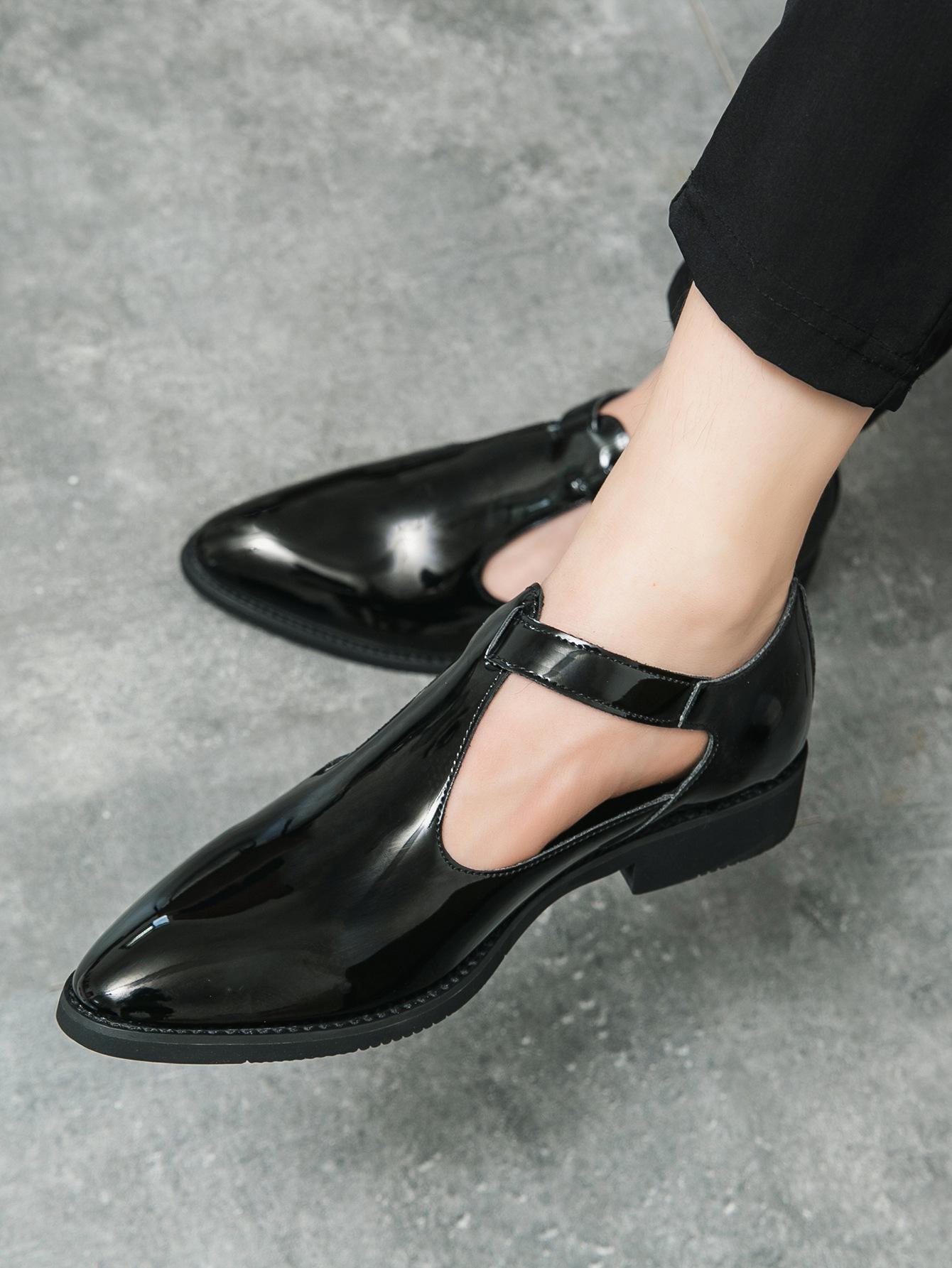 Men s Cross-Strap Leather Sandals, Sizes 38-46: Trendy Pointed Toe for Casual and Formal Wear 38 чёрный