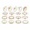Geometric Knuckle Rings Set Diamond Charm Vintage Ring Set Floral Pattern Women's Finger Jewelry Gold Ring Set Party Accessories