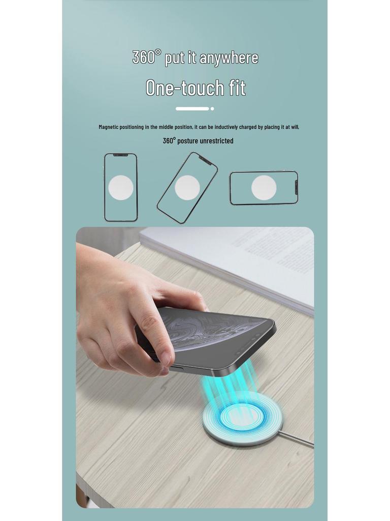 15W Ultra-Thin Round MagSafe Wireless Charger for Apple iPhone