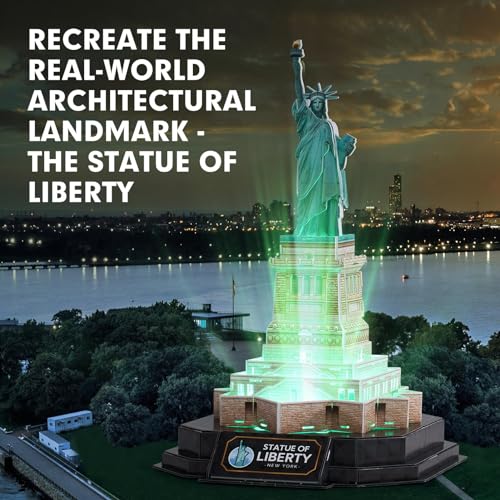 Cubic Fan Statue of Liberty with LED, L5356h, Craft Kit, 3D Puzzle, Model Building Kit, Elementary School Student