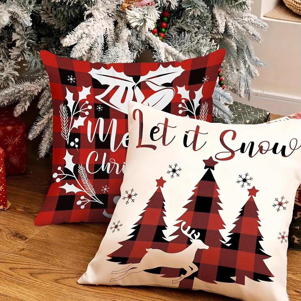 Festive Christmas Pillowcases: Baby It's Cold Out Side, Believe in The Magic, Let it Snow, Merry Christmas home room decoration