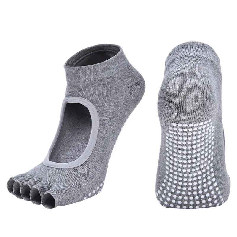 Women Cotton Yoga Backless Five Toe Socks Breathable Anti-Slip Silicone Sport Pilates Socks Gym Fitness Ballet Slippers Dance