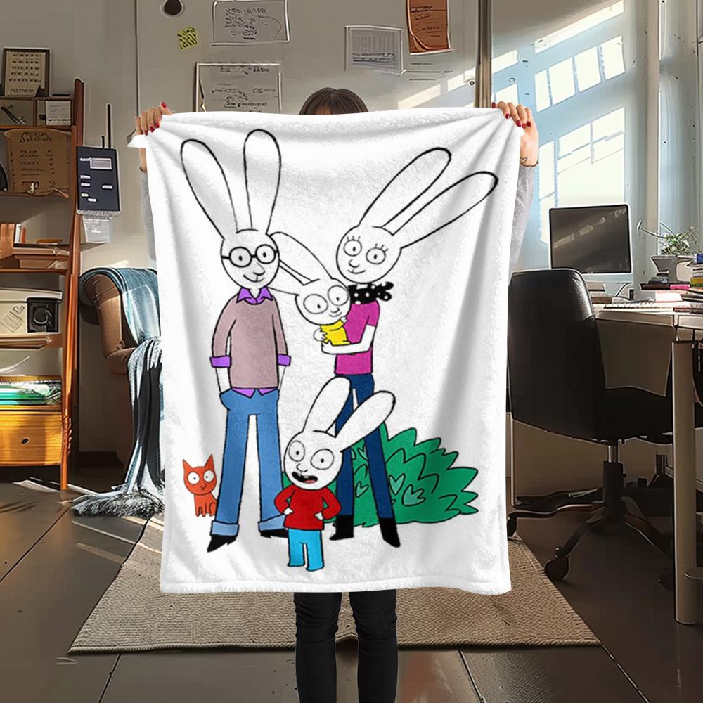 1pz Coperta in Flanella con Stampa di Simon il Coniglio, Alta qualità Confortevole per Tutte le Stagioni, Arredamento per la Casa, Calore e Comfort, Perfetta per Regali di Natale157