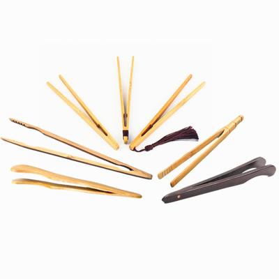2Pcs 18cm Bamboo Wood Wooden Food Toast Salad Tongs Toaster Bacon Sugar Ice Tea Tong Clips Teaware For Kitchen