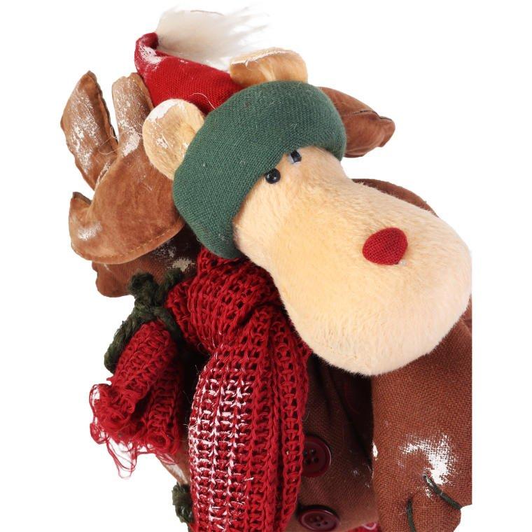 Standing Reindeer, Made of Natural Materials, Brown, 33 Cm