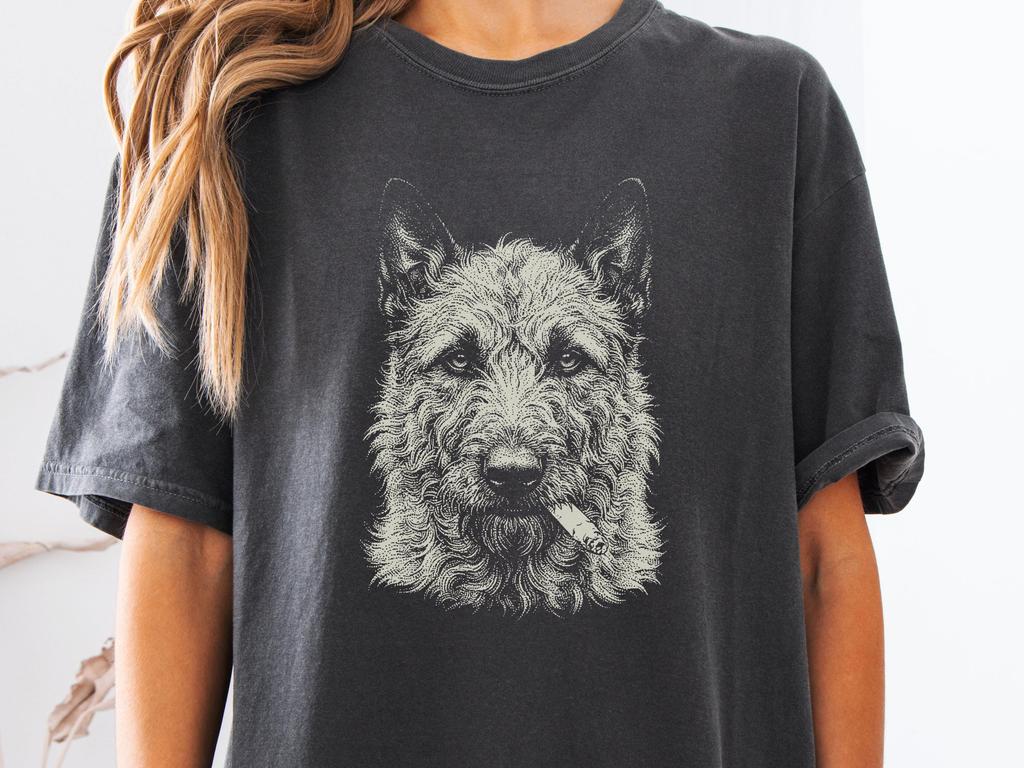 Smoking Belgian Laekenois Shirt, Vintage Y2K Grunge Laekenois Graphic Tee, Funny Dog Face Shirt, Comfort Colors® Edgy Meme T Shirt