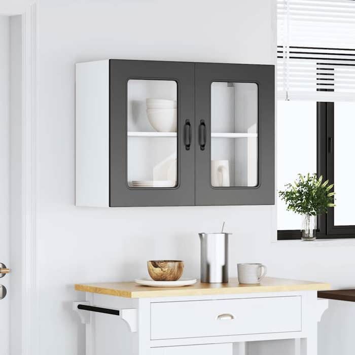 VidaXL Armoire murale de cuisine avec porte en verre Kalmar noir, meuble mural de cuisine, armoires murales avec portes, 853608