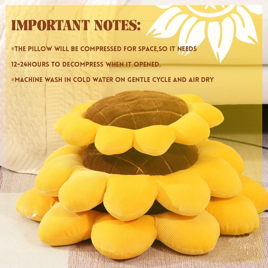 Cuscino Decorativo Girasole, Cuscini a Forma di Fiore Cuscino da Terra Cuscino per Seduta, Cuscino per Seduta, Carina Decorazione per la Stanza e Cuscino Peluche per Letto