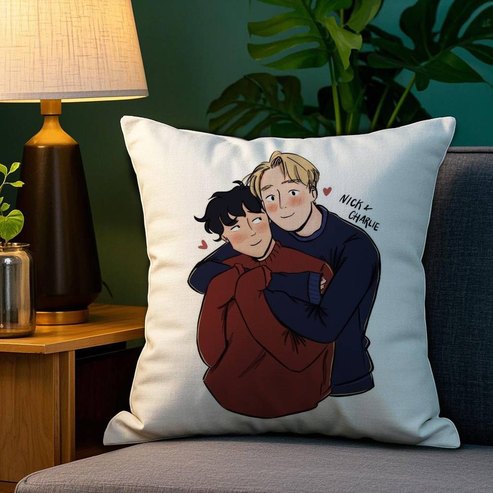 Cartoon H-HeartstopperS Pillow Case Plush Linen Soft Double Sided Printed Design Throw Cushion Decorative Home