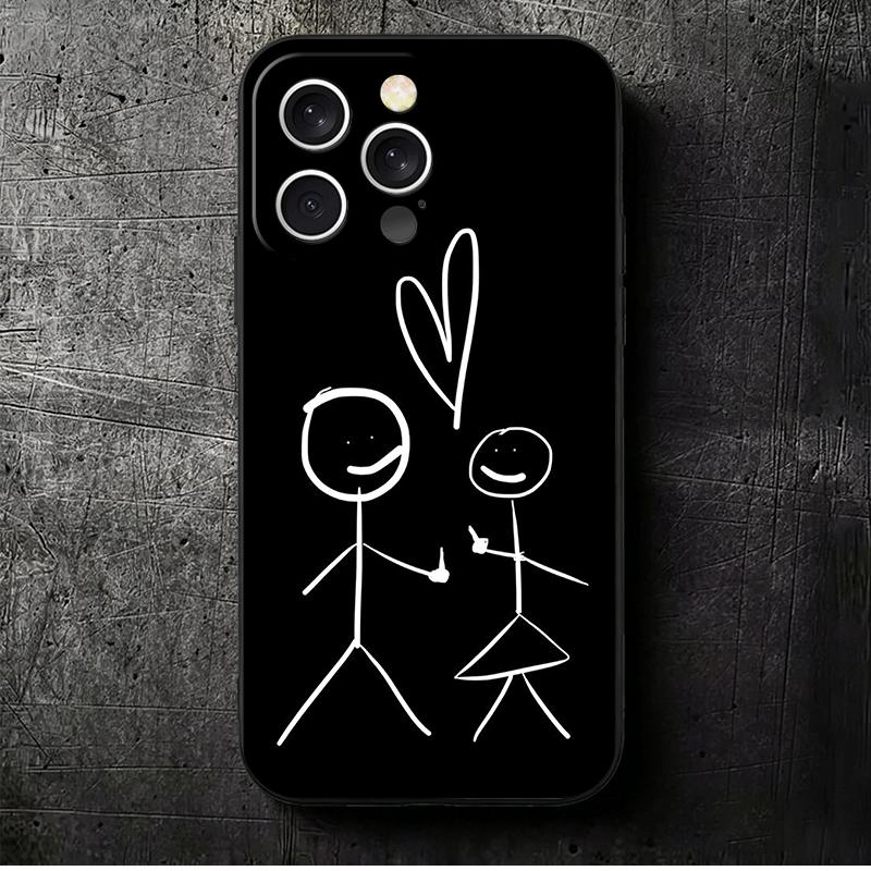 

Забавный мягкий чехол для телефона Stickman Matchman для iPhone 16 16E 17 Air 15 Pro Max 14 Plus 13 Mini 11 12 7, черный, задняя крышка. iPhone 17