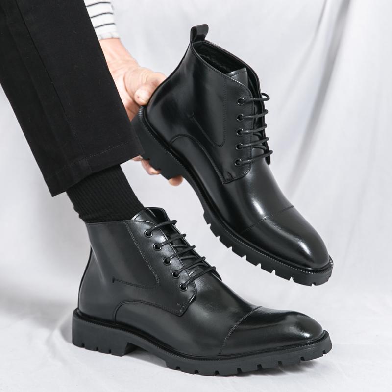 Fashion Men Fashion Boots Black Brown Short Training Boots Lace Up Business High Quality Chelsea Boots Size 38-45 Men Boots