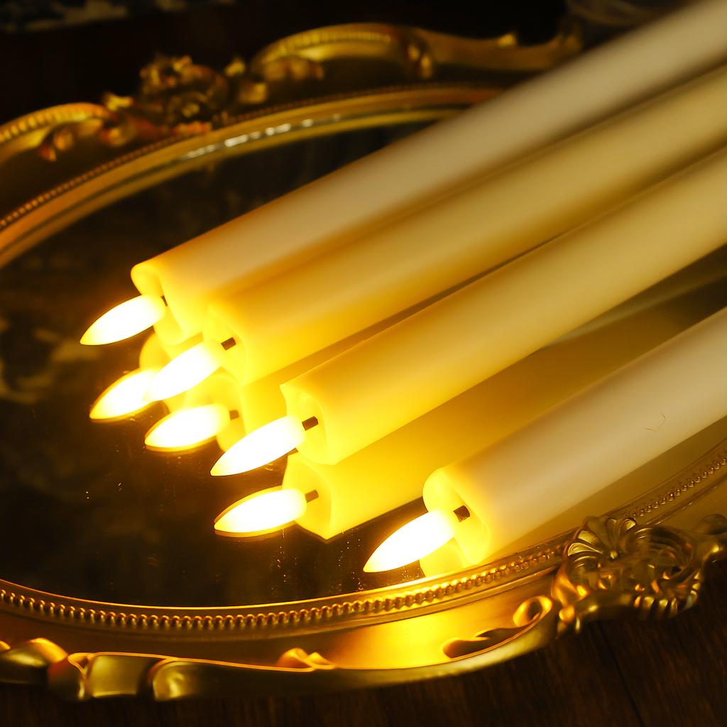1/24pcs LED Flameless Taper Candles Lights 3D Wick Battery Christmas Simulation Long Candles Window Electric Candles Lamps