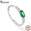 BAMOER   CopperOval Gemstone Ring for Women Green Pink Zirconium Prongs Setting Ring Wedding Bridal Jewelry Gift