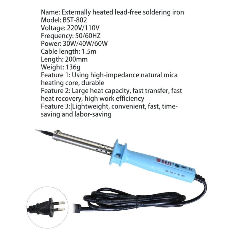 Lead-free External Heating Soldering Iron for Circuit Board and Fields Repair Pyrography Carving Words European Standard
