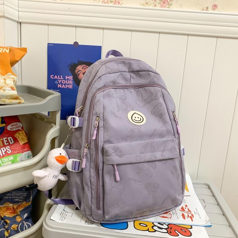 Schoolbag backpack men's trendy cool printed cartoon bear new backpack large capacity Korean version Japanese primary and secondary school students