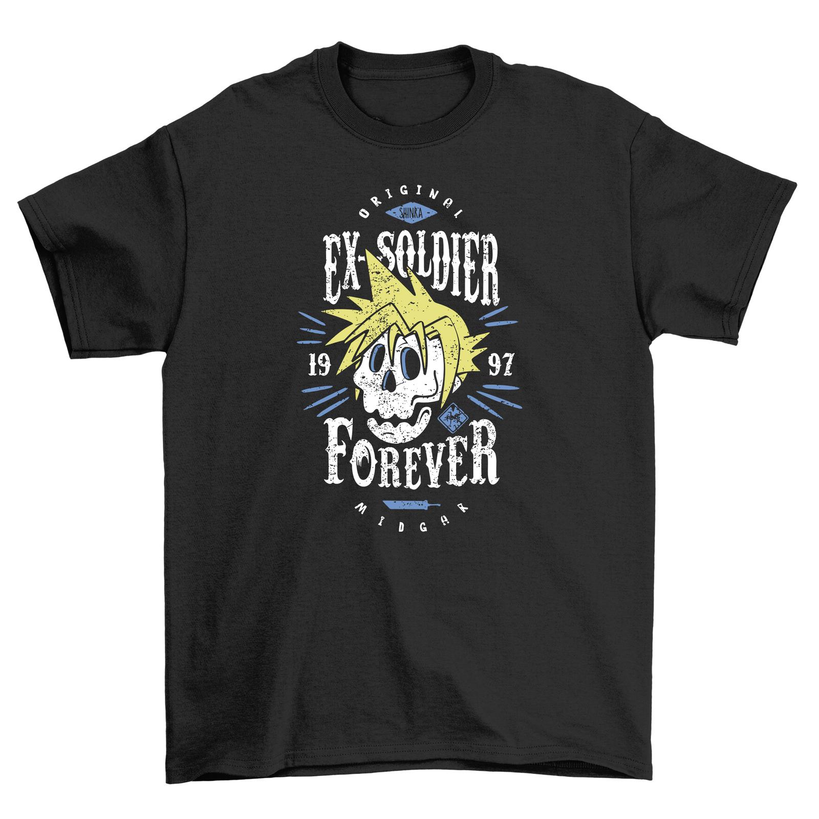 

Ex Soldier Forever T-Shirt Mens Womens Tees Top - Skull Design for the Formerly Brave! Funny tee, Uni L